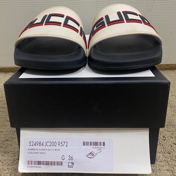 Gucci Off-White St. Nastro Sport Slides, Size US 6 - Picture 2 of 10
